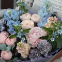 Букет Лиловое настроение - с добавлением зелени - миниатюра 