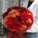Букет Пламенные Чувства - с добавлением зелени - миниатюра 