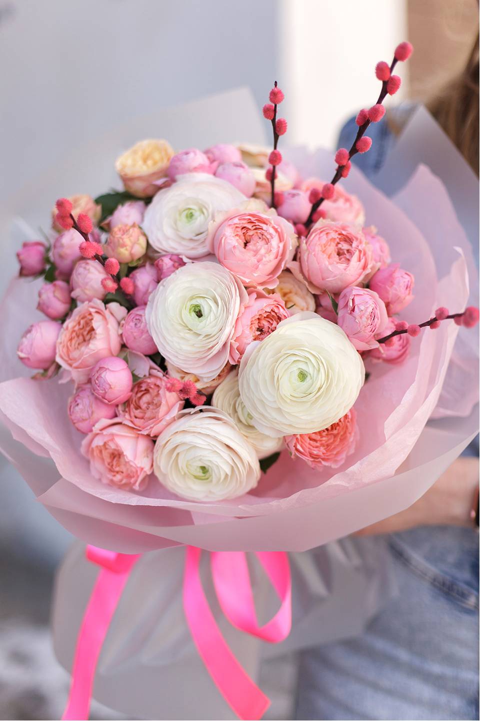 Букет Кокетка - с добавлением зелени