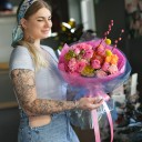 Букет Лучик - с добавлением зелени - миниатюра 