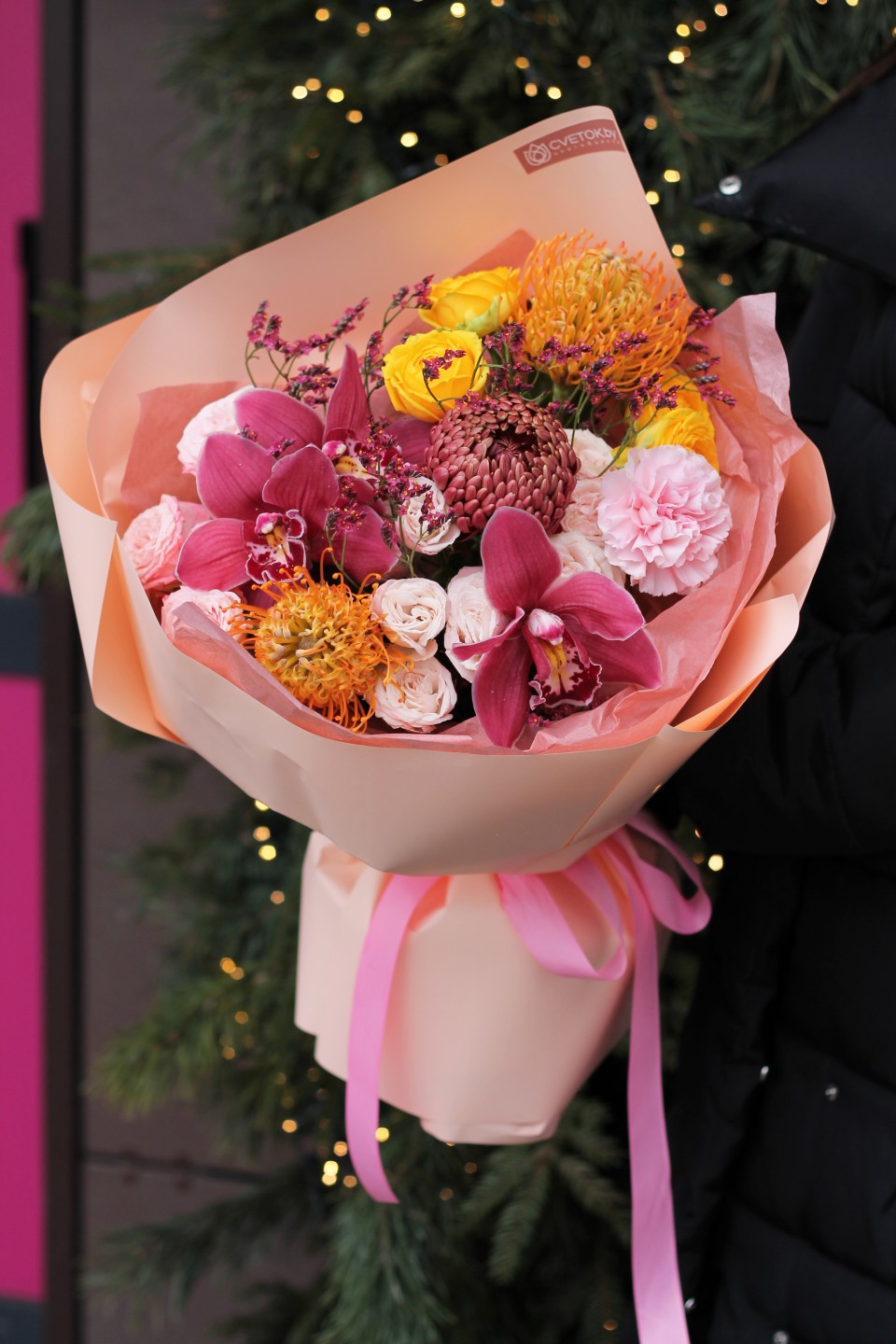 Букет Пунш - с добавлением зелени