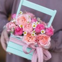 Композиция в коробке Римини - с добавлением зелени - миниатюра 