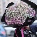 Букет гипсофилы Лак - с добавлением зелени - миниатюра 