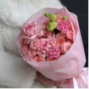 Букет Персиковый Румянец - с добавлением зелени - миниатюра 