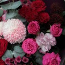 Букет Рубиновый Жемчуг - с добавлением зелени - миниатюра 