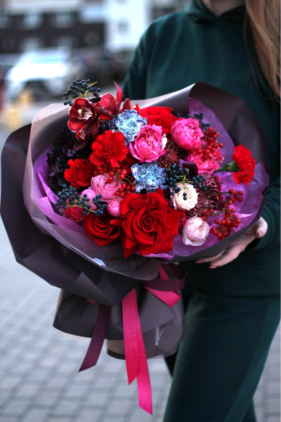 Букет Ехtravagant - с добавлением зелени