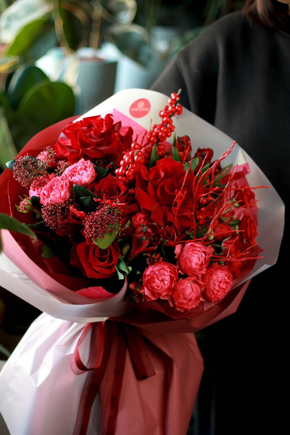 Букет Игривый пунш - с добавлением зелени