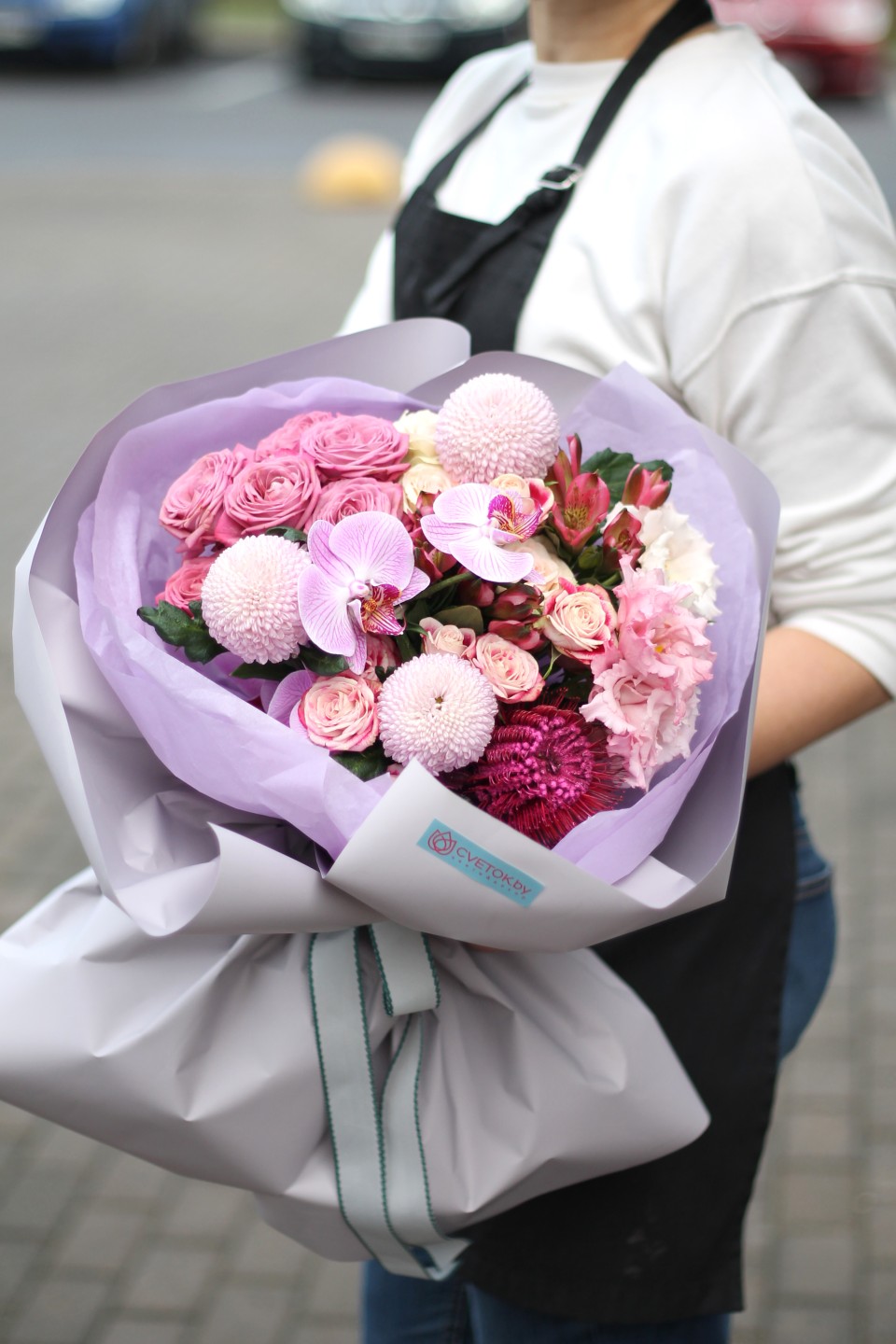 Букет Мистерия - с добавлением зелени