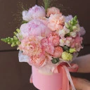 Коробка с пионами и эустомами Сладкое Утро - быстрая доставка в Минске - миниатюра
