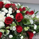 Композиция траурная Вечная Память - с добавлением зелени - миниатюра 