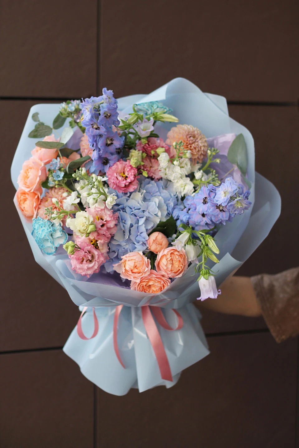 Букет с розовой эустомой Лавандовый сон