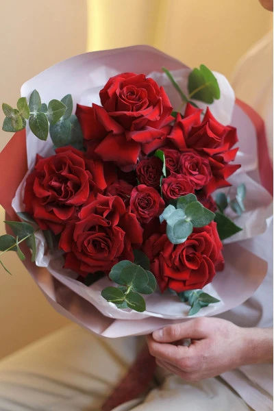 Букет с красными французскими розами "My Love"